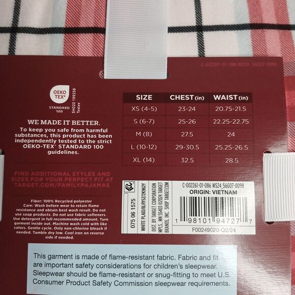 Wondershop Pajama Set Kids Small Multicolor Plaid 2 Piece Family Sleep Set NWT - Picture 4 of 6